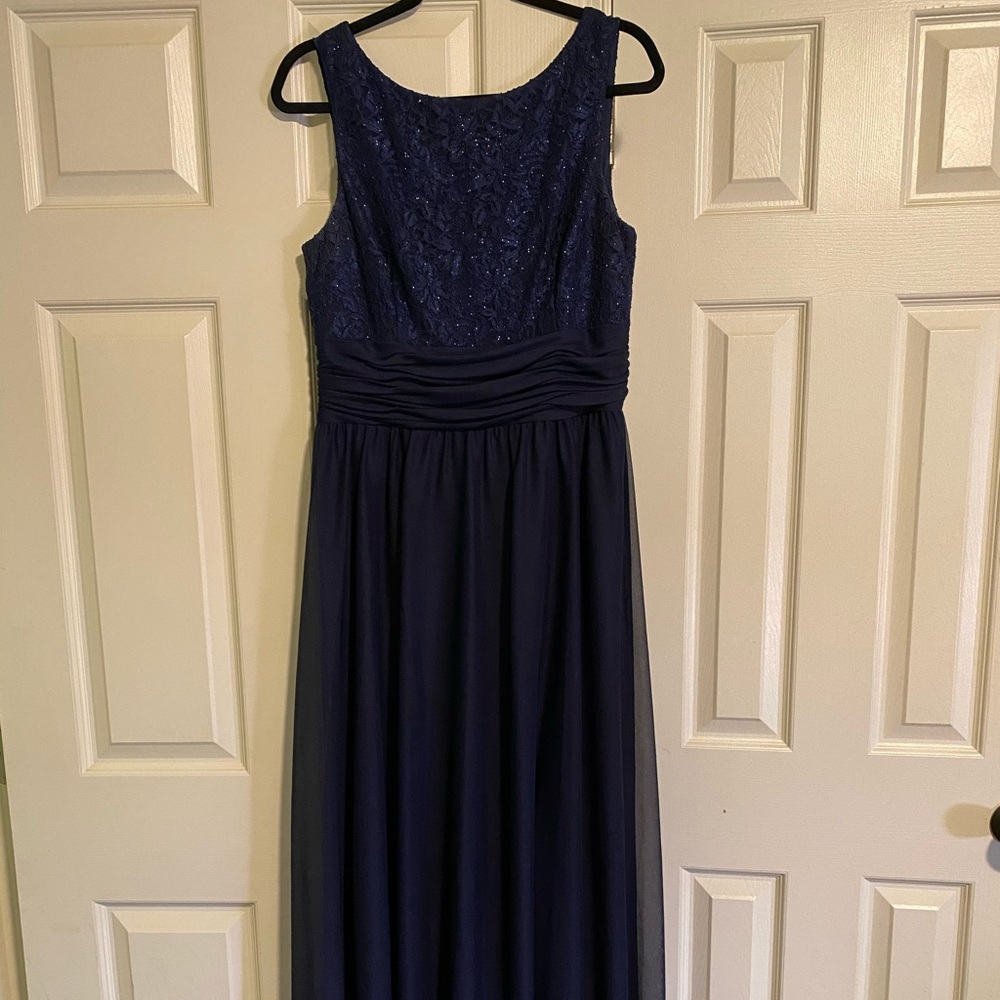 Full length, navy, bridesmaid dress